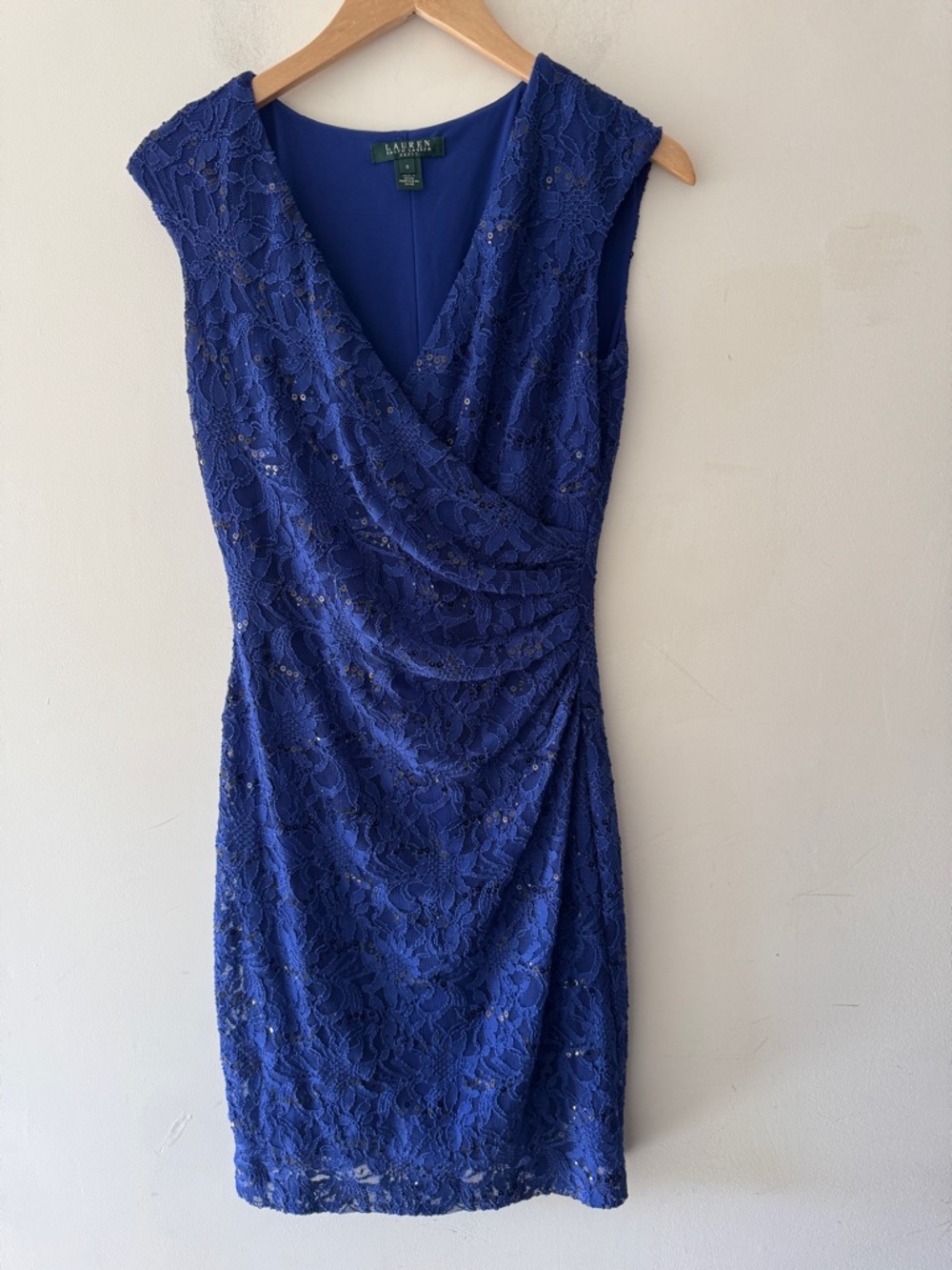 Lauren Ralph Lauren Blue Lace Midi Dress